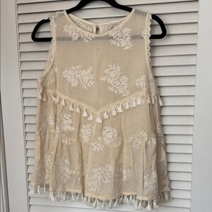 Anthropologie - Eri + Ali Embroidered Tassel Blouse - M